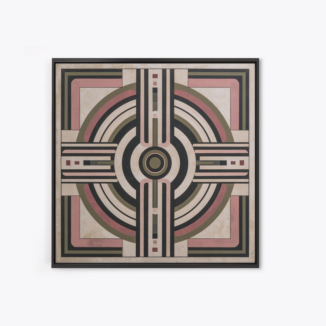 Abstract Temple Plan Made from Sacred Lines Framed Canvas Print, Sacred Geometry Art, Decorations, Living Room Decor, Geometry, SGA-1x1-61