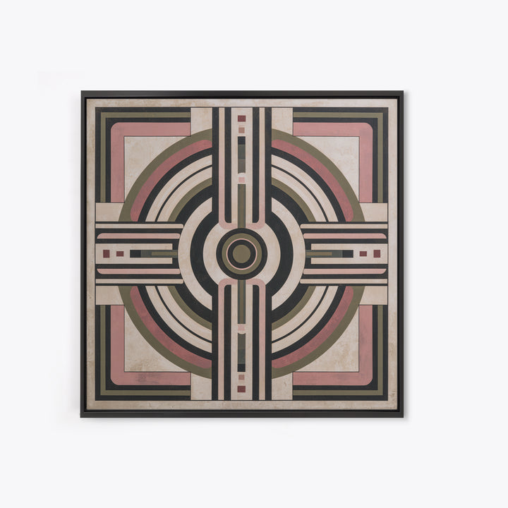 Abstract Temple Plan Made from Sacred Lines Framed Canvas Print, Sacred Geometry Art, Decorations, Living Room Decor, Geometry, SGA-1x1-61