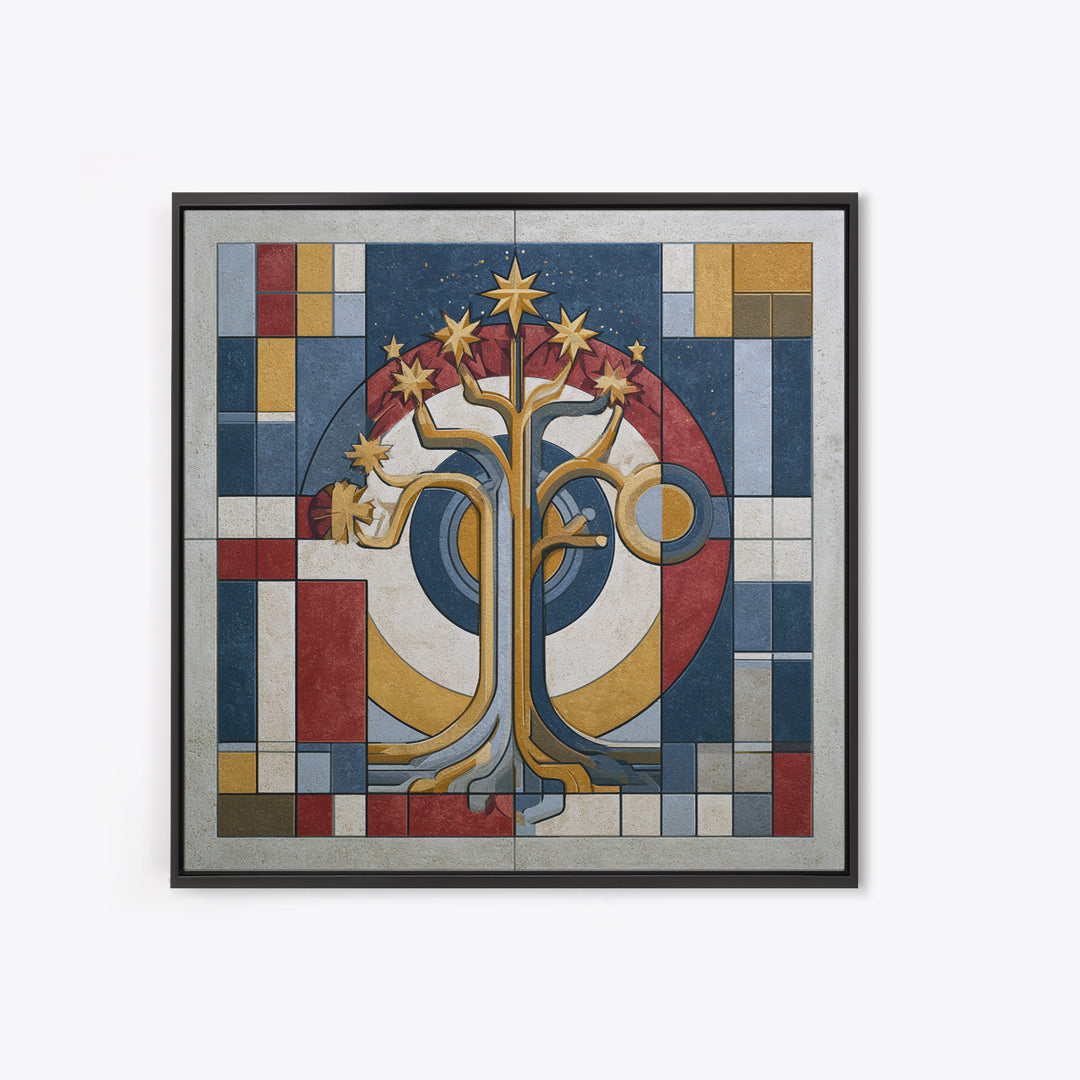 Geometric Tree of Life Framed Canvas Print, Sacred Geometry Art, Decorations, Living Room Decor, Geometry, Minimalist Decor, SGA-1x1-63