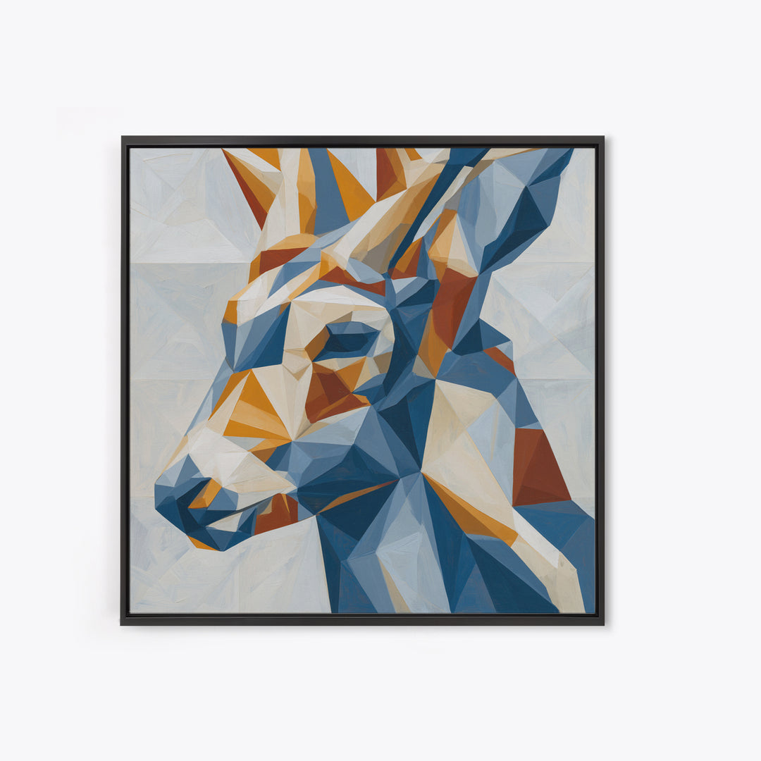 Sacred Deer Formed from Geometric Facets Framed Canvas Print, Sacred Geometry Art, Living Room Decor, Fine Art, Geometry, SGA-1x1-7