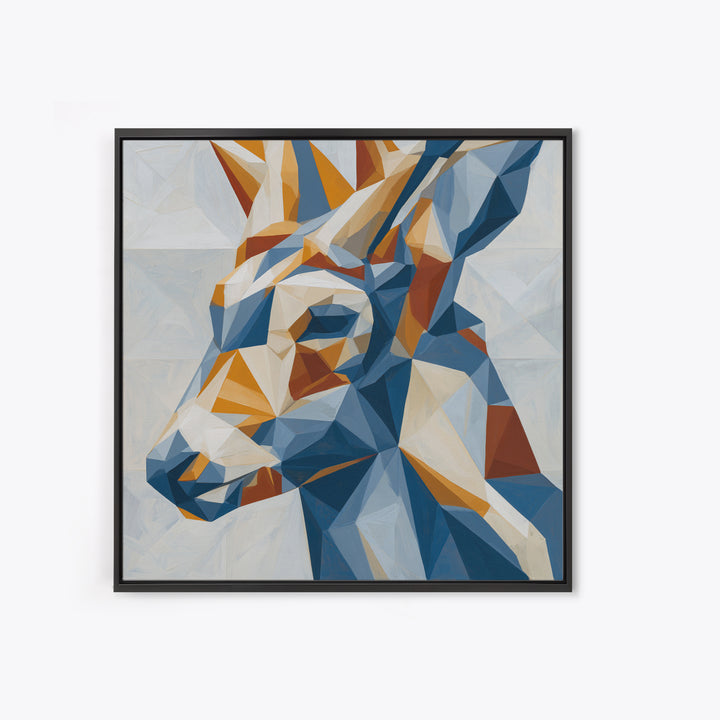 Sacred Deer Formed from Geometric Facets Framed Canvas Print, Sacred Geometry Art, Living Room Decor, Fine Art, Geometry, SGA-1x1-7