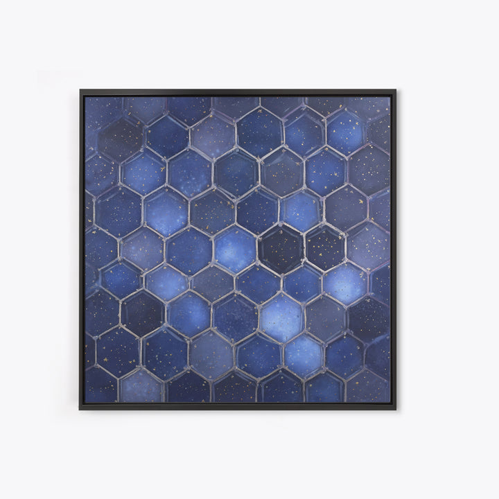 Hexagon Honeycomb Pattern Framed Canvas Print, Sacred Geometry Art, Textured Painting, Living Room Decor, Fine Art, Geometry, SGA-1x1-88