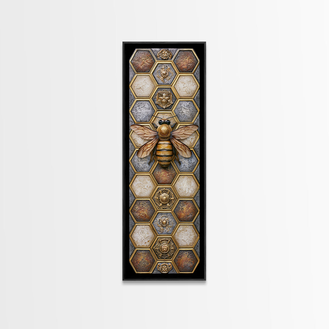 Hexagon Honeycomb Pattern Canvas Print, Sacred Geometry Art, Room Decor, Living Room Decor, Fine Art, Geometry, Large Wall Art, SGA-1x3-28