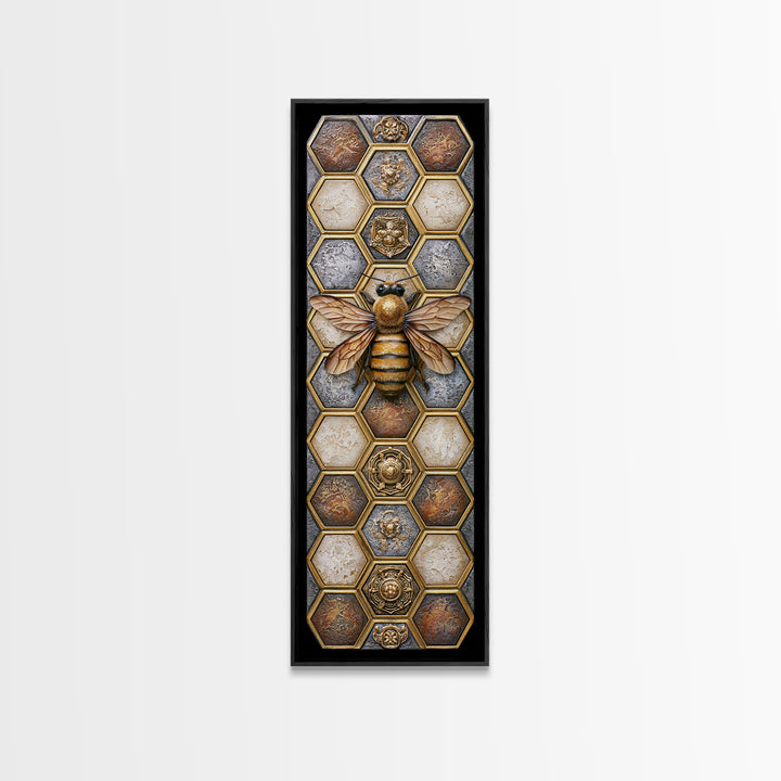 Hexagon Honeycomb Pattern Canvas Print, Sacred Geometry Art, Room Decor, Living Room Decor, Fine Art, Geometry, Large Wall Art, SGA-1x3-28