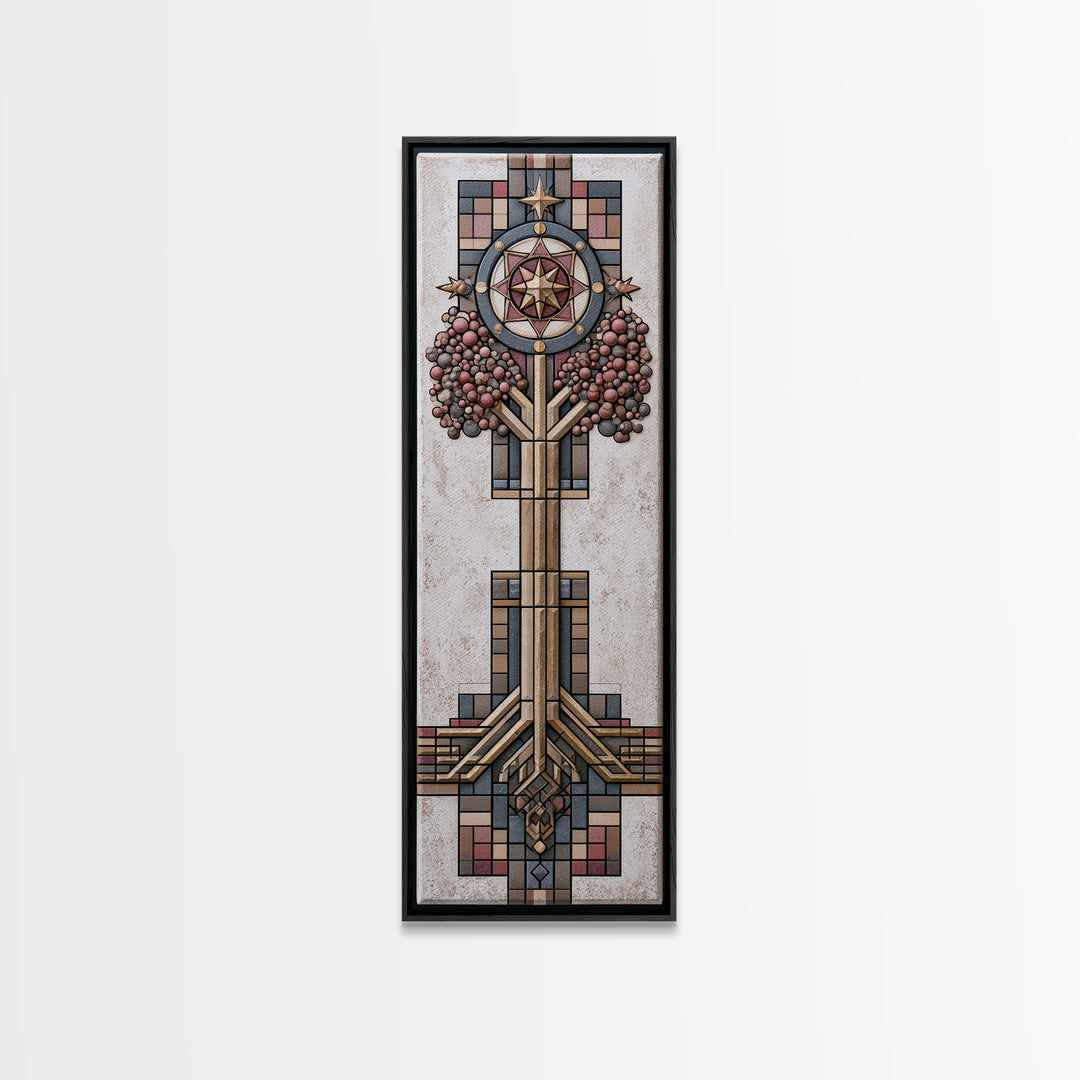 Geometric Tree of Life Framed Canvas Print, Sacred Geometry Art, Minimalist Decor, Living Room Decor, Abstract Art, Geometry, SGA-1x3-3
