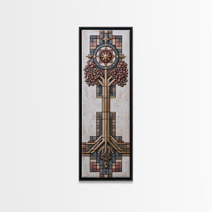 Geometric Tree of Life Framed Canvas Print, Sacred Geometry Art, Minimalist Decor, Living Room Decor, Abstract Art, Geometry, SGA-1x3-3