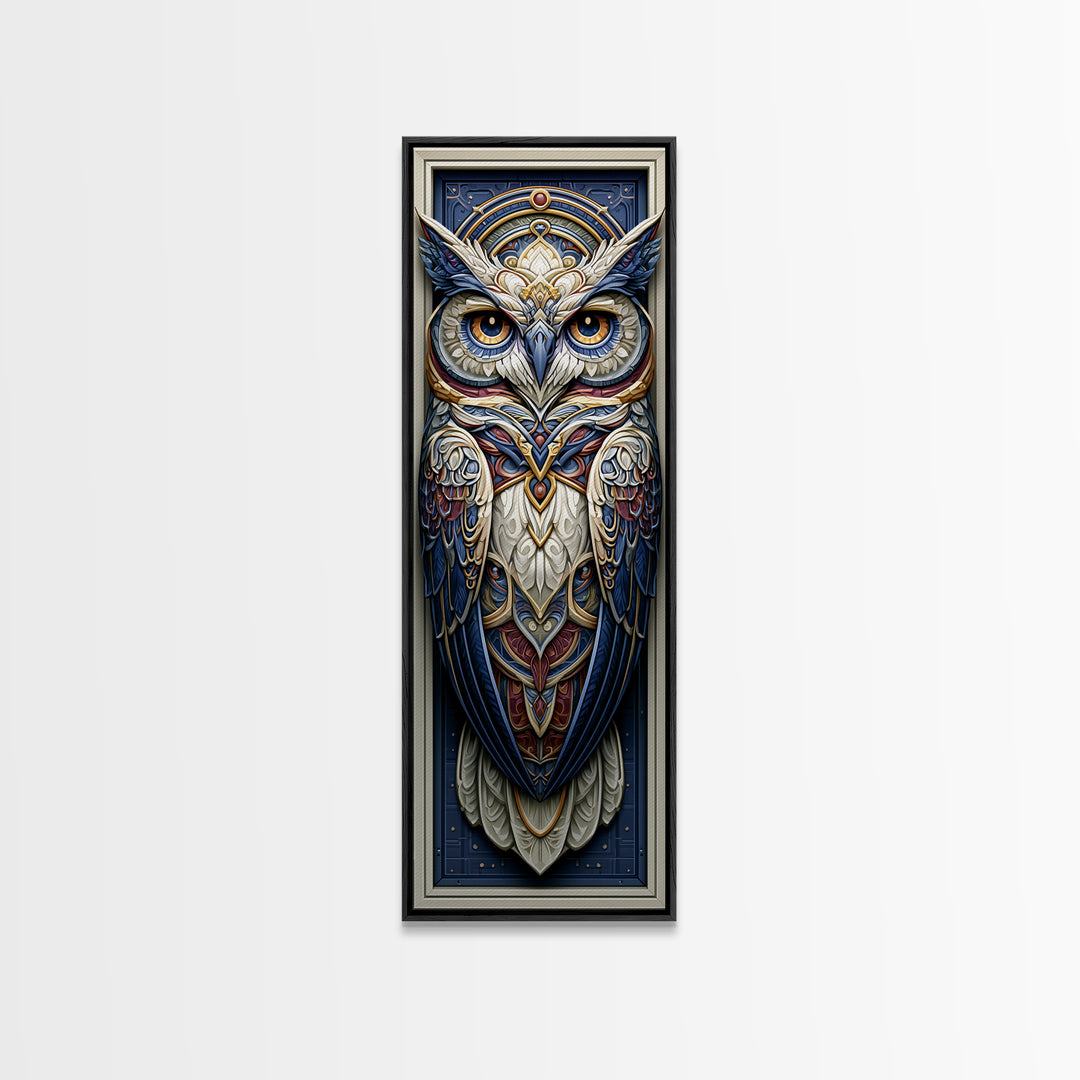 Sacred Owl Formed from Symmetrical Linework Canvas Print, Sacred Geometry Art, Sacred Geometry, Living Room Decor, Geometry, SGA-1x3-54