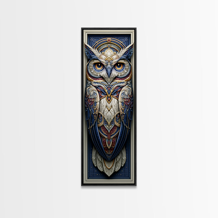 Sacred Owl Formed from Symmetrical Linework Canvas Print, Sacred Geometry Art, Sacred Geometry, Living Room Decor, Geometry, SGA-1x3-54