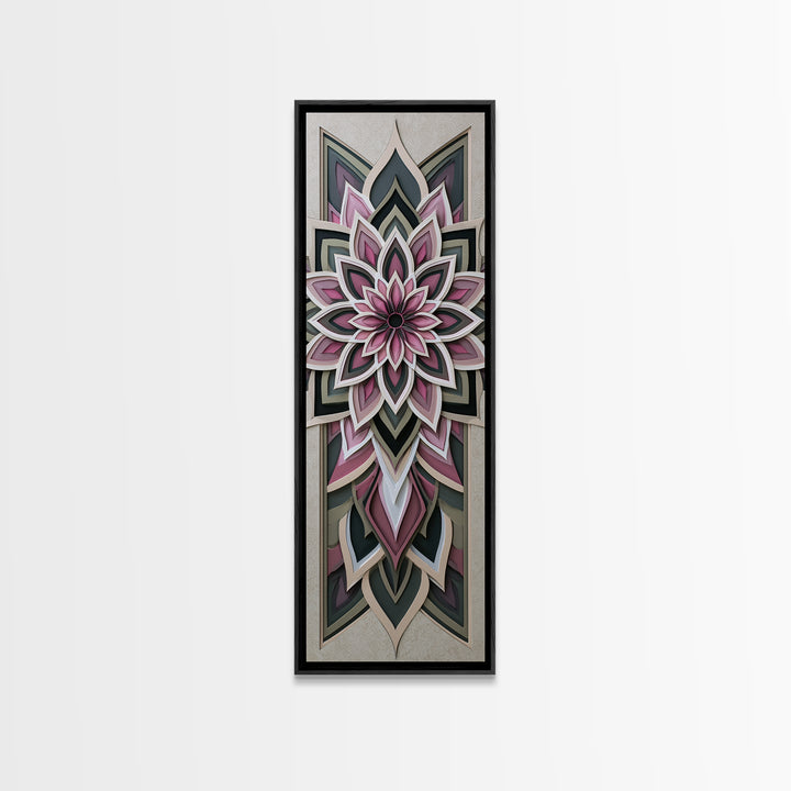 Mandala Lotus with Precise Radial Symmetry Canvas Print, Sacred Geometry Art, Gallery Decor, Living Room Decor, Geometry, SGA-1x3-62