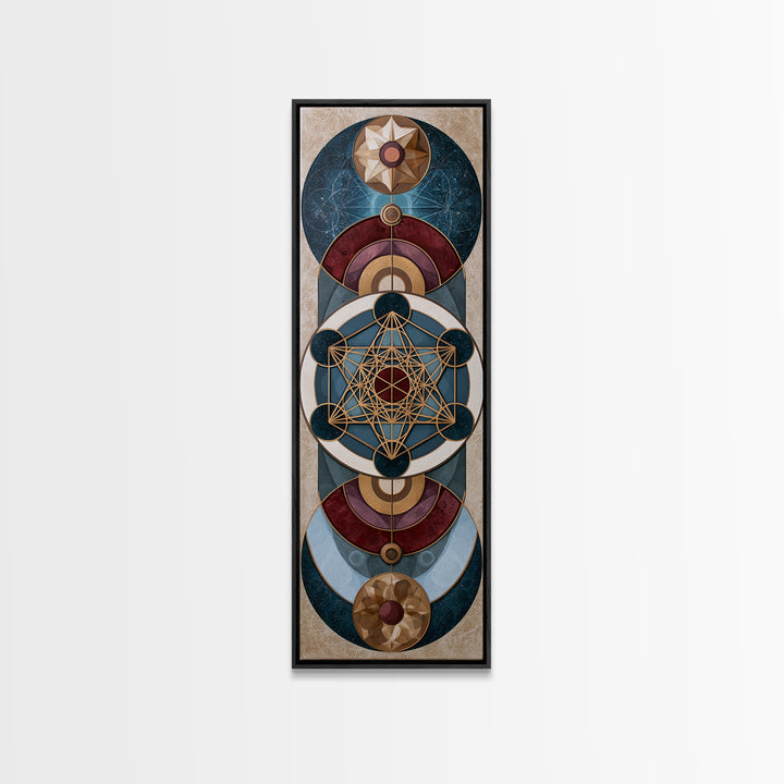 Metatron Cube with Celestial Background Canvas Print, Sacred Geometry Art, Digital Download Art, Living Room Decor, Geometry, SGA-1x3-63