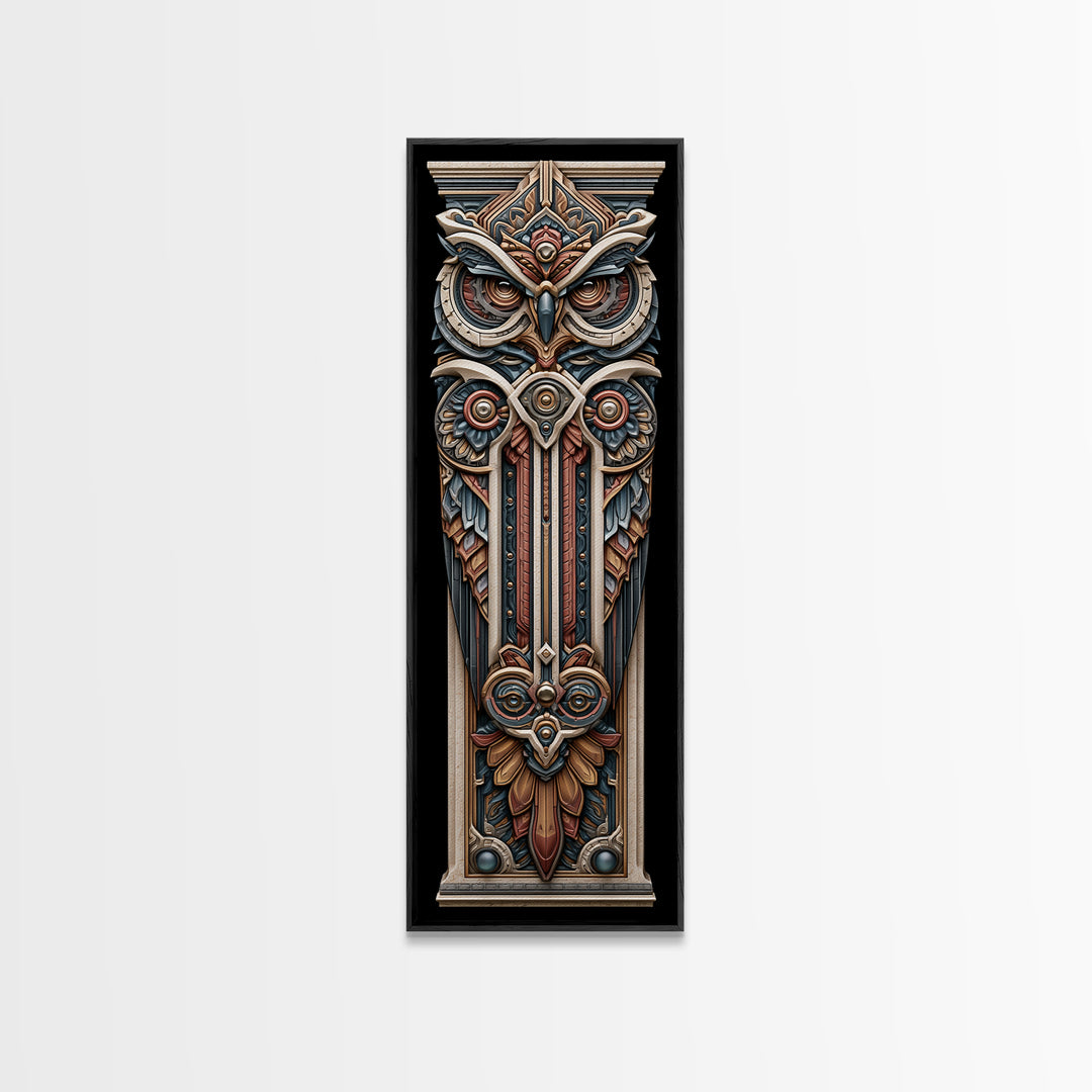 Sacred Owl Formed from Symmetrical Linework Canvas Print, Sacred Geometry Art, Decorations, Living Room Decor, Abstract Art, SGA-1x3-78
