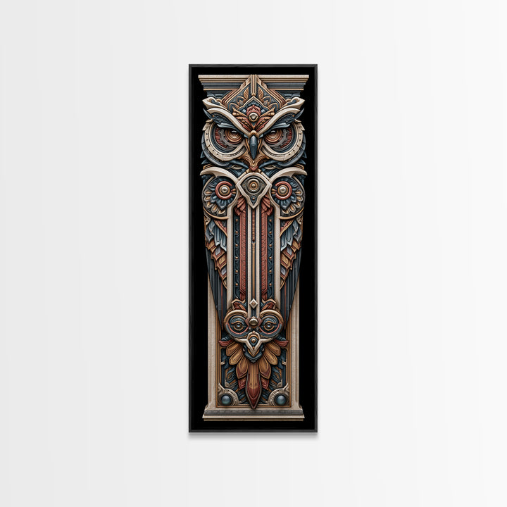 Sacred Owl Formed from Symmetrical Linework Canvas Print, Sacred Geometry Art, Decorations, Living Room Decor, Abstract Art, SGA-1x3-78