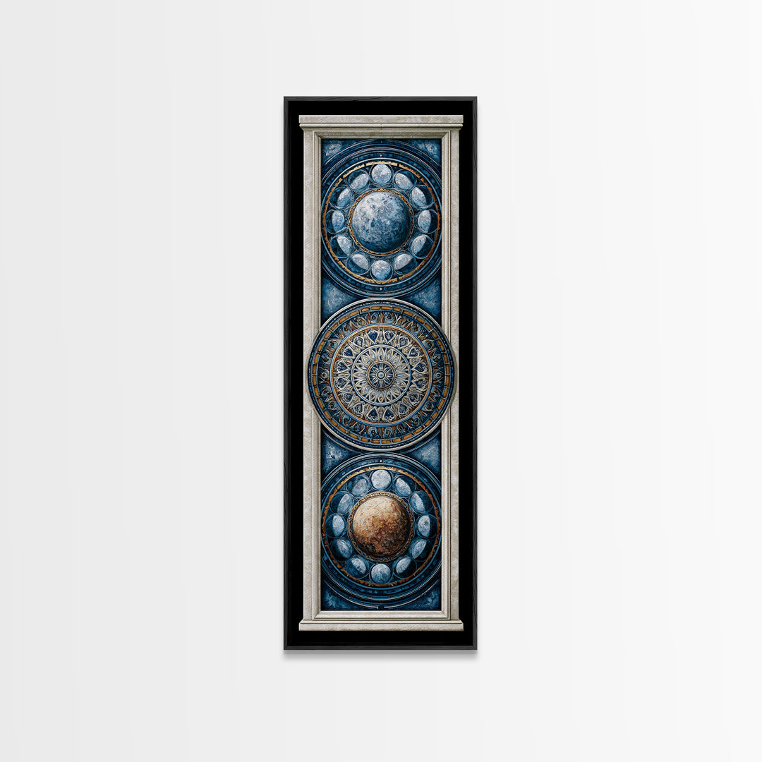 Moon Phase Mandala Canvas Print, Sacred Geometry Art, Fine Art Print, Living Room Decor, Fine Art, Geometry, Digital Art, SGA-1x3-98