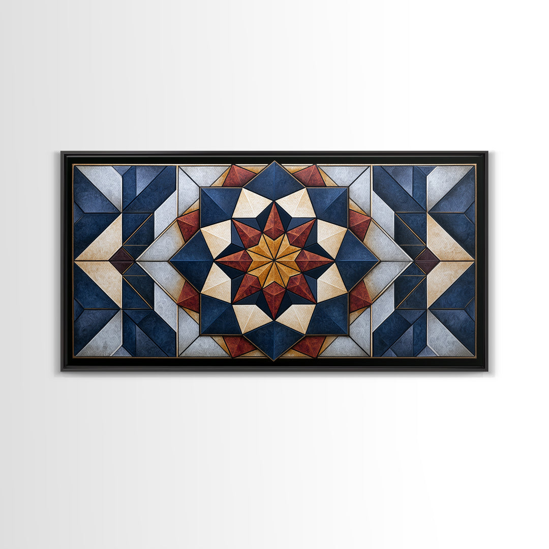 Black and Gold Geometric Rosette Canvas Print, Sacred Geometry Art, Contemporary Art, Living Room Decor, Abstract Art, Geometry, SGA-2x1-32