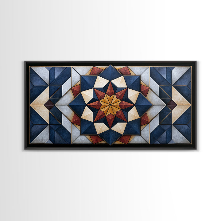 Black and Gold Geometric Rosette Canvas Print, Sacred Geometry Art, Contemporary Art, Living Room Decor, Abstract Art, Geometry, SGA-2x1-32