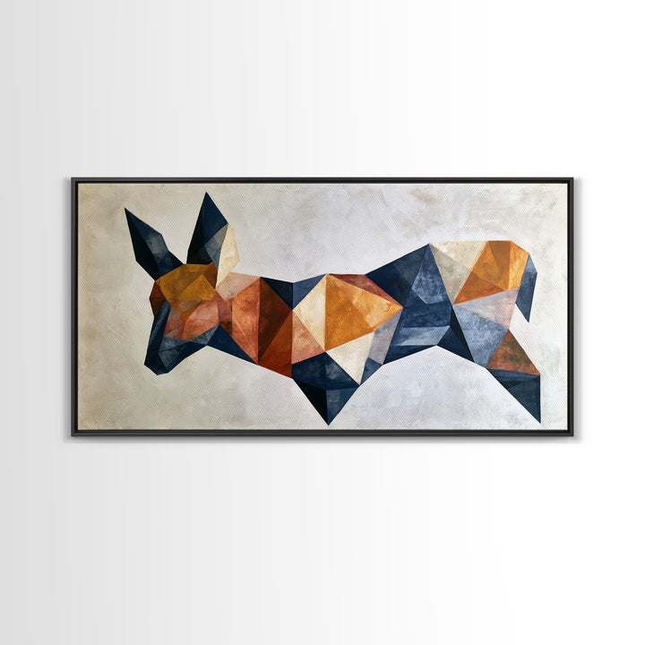 Sacred Deer Formed from Geometric Facets Framed Canvas Print, Sacred Geometry Art, Wall Art Print, Living Room Decor, Geometry, SGA-2x1-51