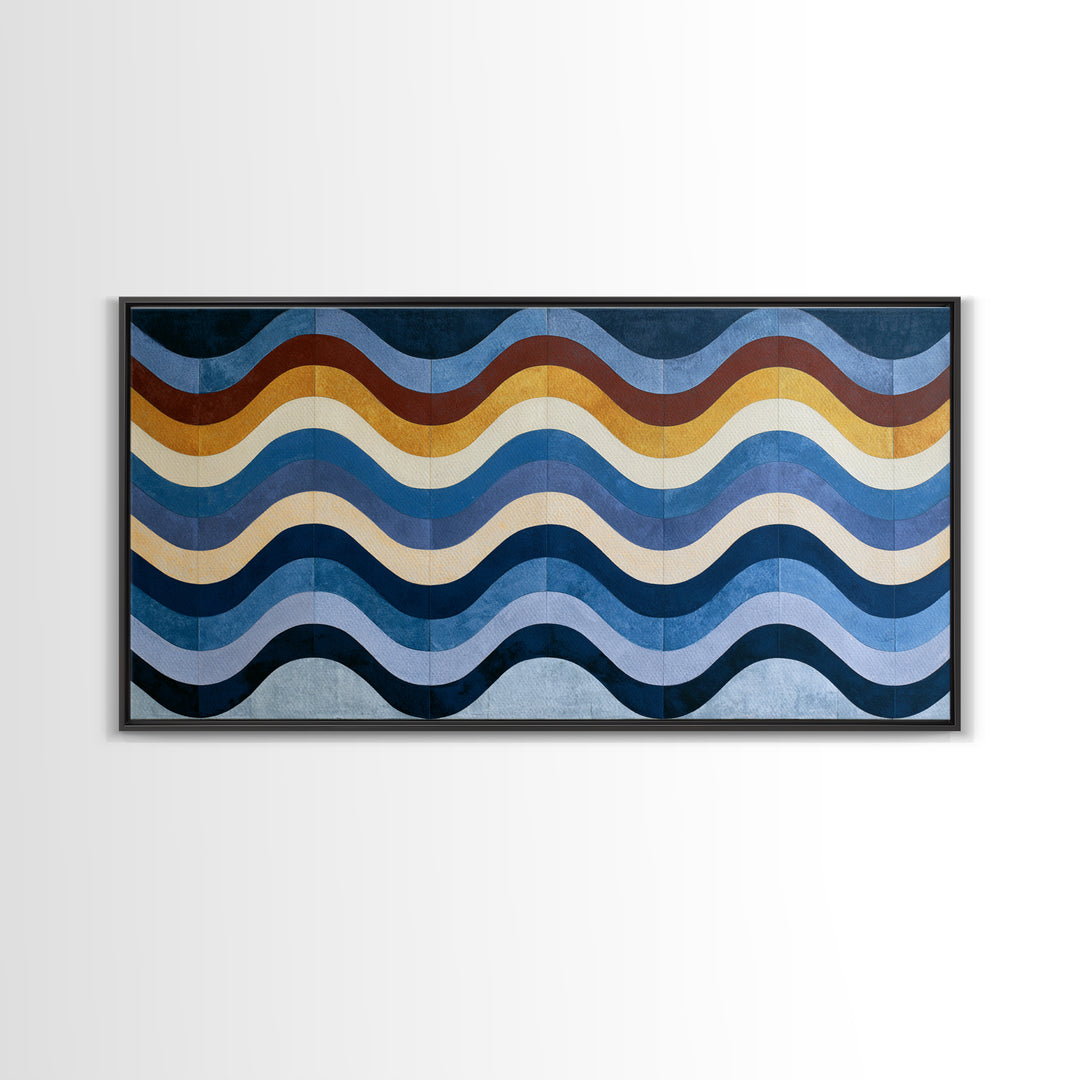 Geometric Wave Pattern Canvas Print, Sacred Geometry Art, Textured Painting, Living Room Decor, Abstract Art, Geometry, SGA-2x1-66