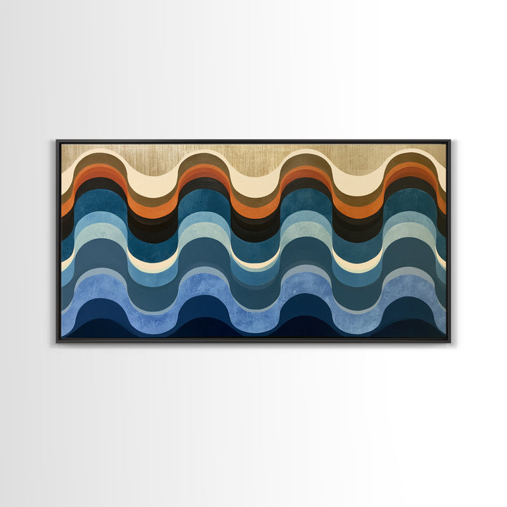 Geometric Wave Pattern Framed Canvas Print, Sacred Geometry Art, Fall Decor, Living Room Decor, Fine Art, Geometry, Boho Decor, SGA-2x1-90