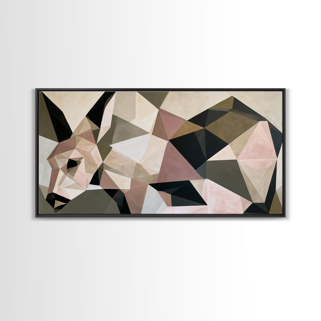 Sacred Deer Formed from Geometric Facets Framed Canvas Print, Sacred Geometry Art, Boho Decor, Living Room Decor, Geometry, SGA-2x1-99