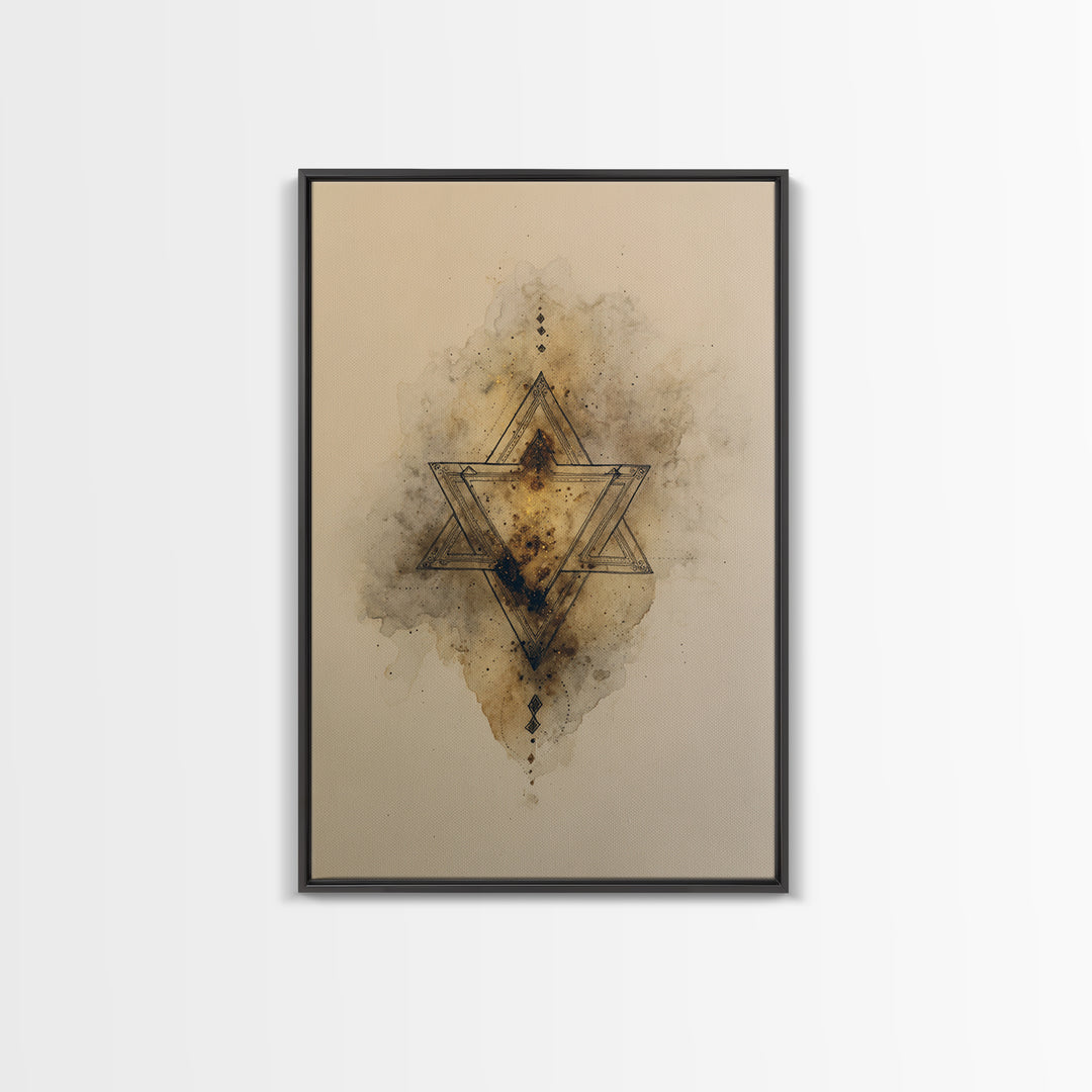 Triangle Mountain Landscape Framed Canvas Print, Sacred Geometry Art, Wall Art, Living Room Decor, Oil Painting, Geometry, SGA-2x3-1