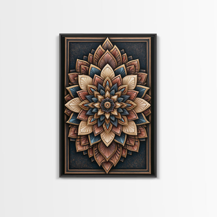 Mandala Lotus with Precise Radial Symmetry Canvas Print, Sacred Geometry Art, Luxury Decor, Living Room Decor, Geometry, SGA-2x3-10