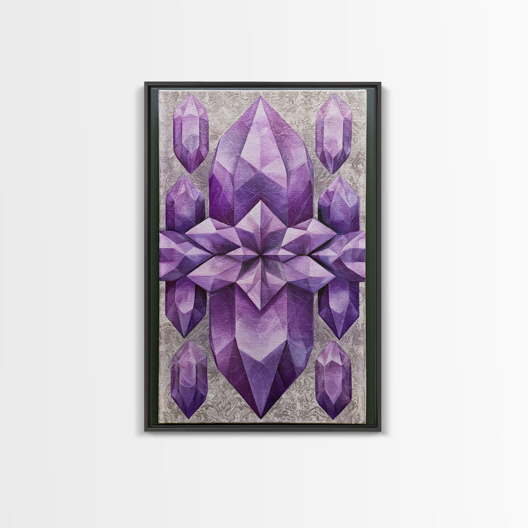 Crystal Grid Pattern Framed Canvas Print, Sacred Geometry Art, Digital Art, Living Room Decor, Geometry, Minimalist Wall Art, SGA-2x3-13