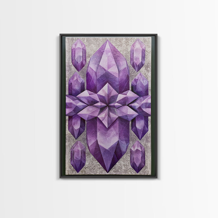 Crystal Grid Pattern Framed Canvas Print, Sacred Geometry Art, Digital Art, Living Room Decor, Geometry, Minimalist Wall Art, SGA-2x3-13