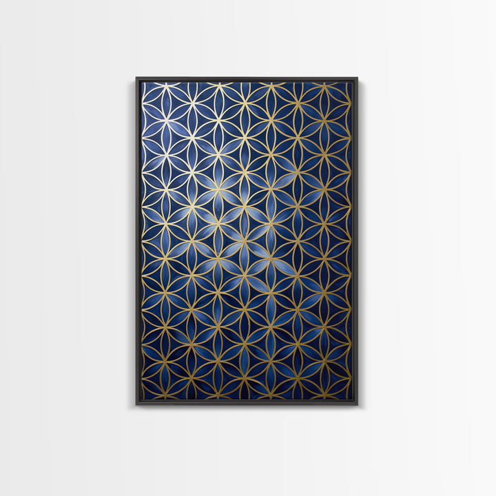 Flower of Life Pattern Framed Canvas Print, Sacred Geometry Art, Large Wall Art, Living Room Decor, Fine Art, Geometry, SGA-2x3-33