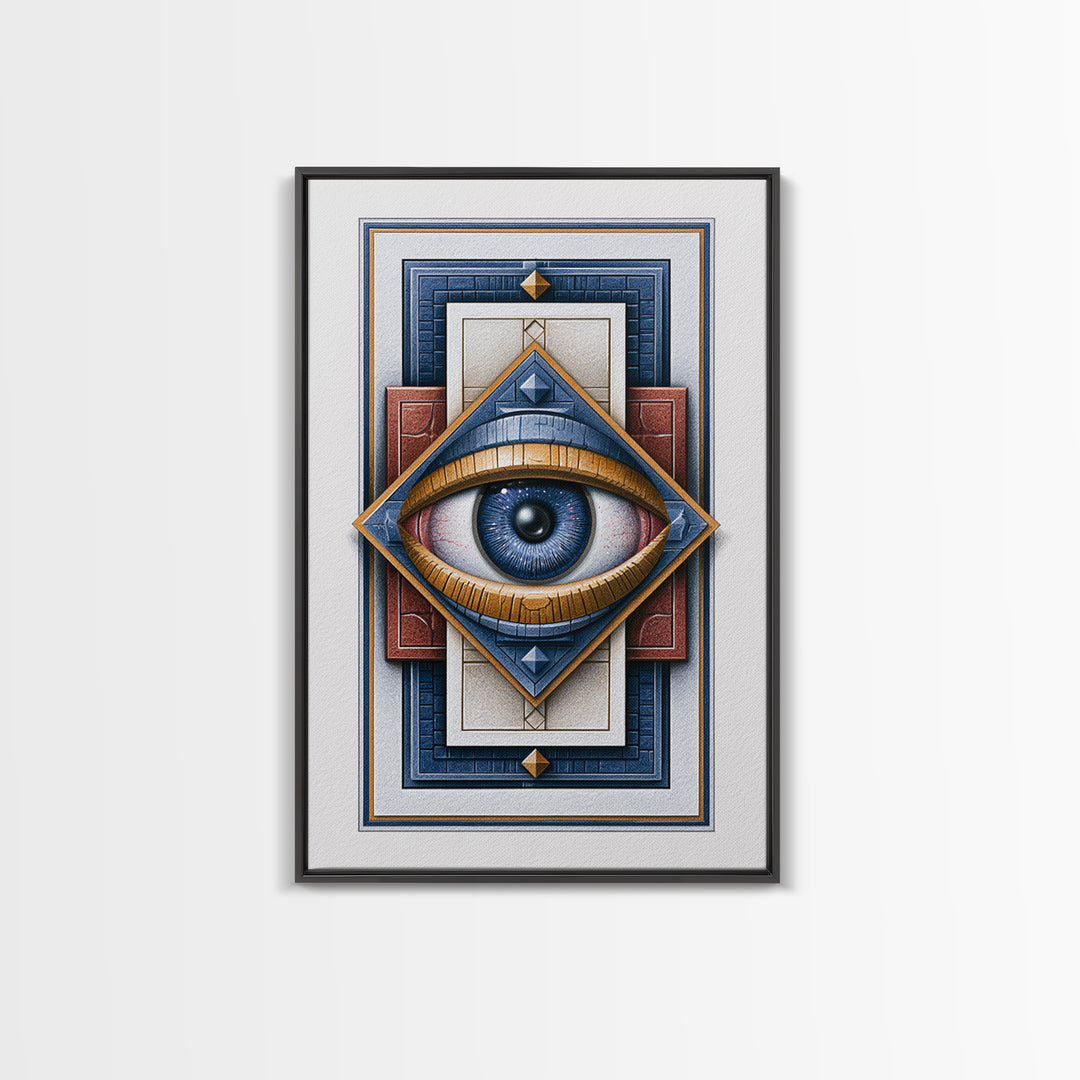 Cosmic Eye Inside Geometric Frame Framed Canvas Print, Sacred Geometry Art, Room Decor, Living Room Decor, Fine Art, Geometry, SGA-2x3-51