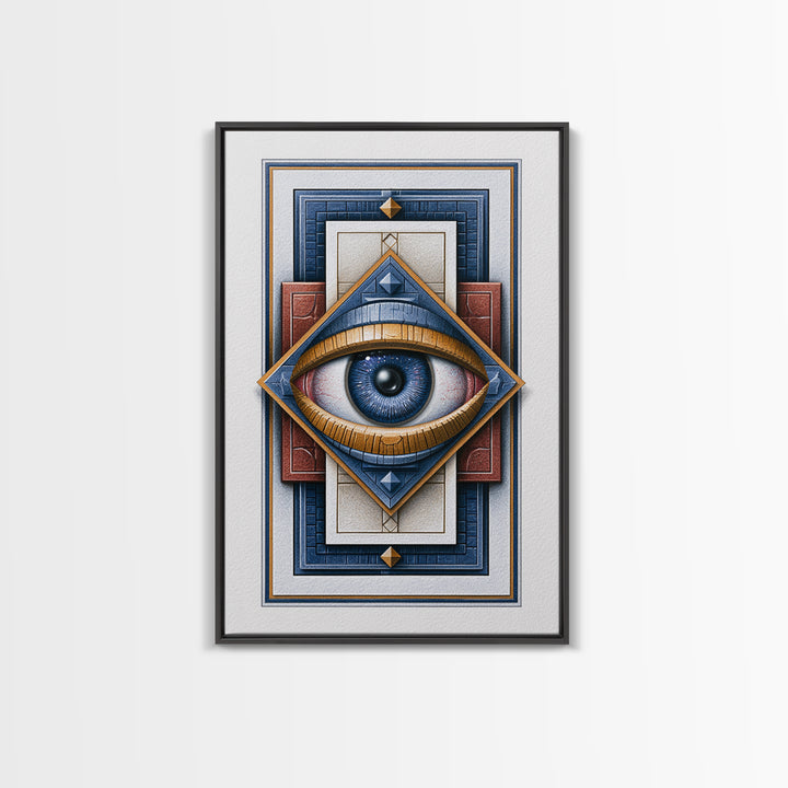 Cosmic Eye Inside Geometric Frame Framed Canvas Print, Sacred Geometry Art, Room Decor, Living Room Decor, Fine Art, Geometry, SGA-2x3-51