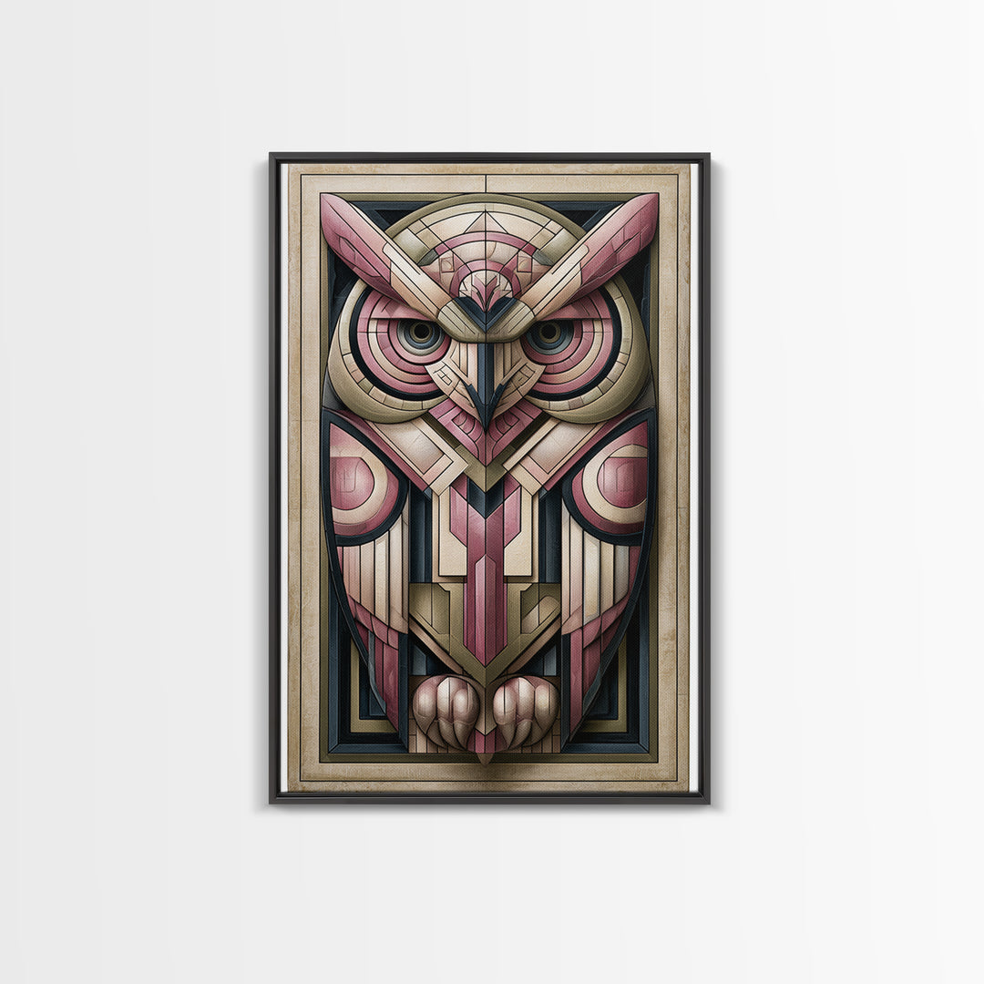 Sacred Owl Formed from Symmetrical Linework Canvas Print, Sacred Geometry Art, Digital Art, Living Room Decor, Geometry, SGA-2x3-74