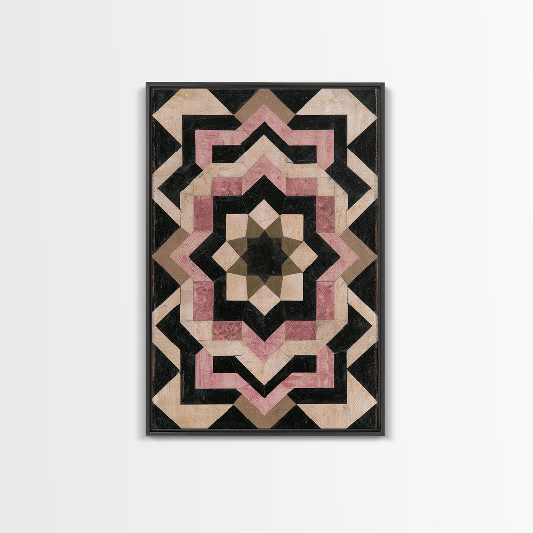 Moroccan Sacred Tile Star Pattern Canvas Print, Sacred Geometry Art, Geometric Wall Art, Living Room Decor, Geometry, SGA-2x3-8