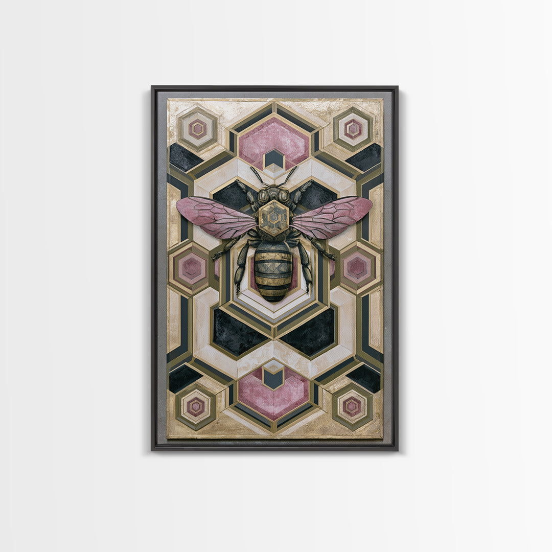 Hexagon Honeycomb Pattern Canvas Print, Sacred Geometry Art, Wall Hanging, Living Room Decor, Fine Art, Geometry, Wabi Sabi Art, SGA-2x3-96