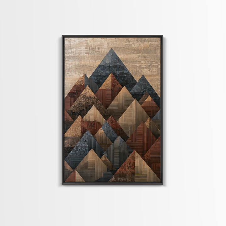 Triangle Mountain Landscape Framed Canvas Print, Sacred Geometry Art, Boho Wall Art, Living Room Decor, Fine Art, Geometry, SGA-2x3-97