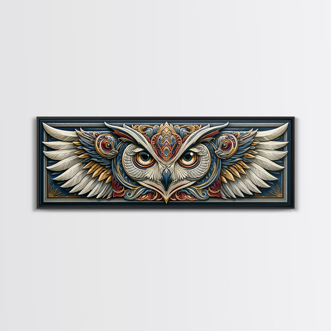 Sacred Owl Formed from Symmetrical Linework Canvas Print, Sacred Geometry Art, Wall Decor, Living Room Decor, Geometry, SGA-3x1-10