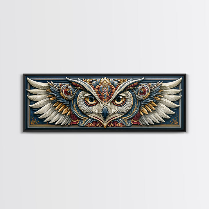 Sacred Owl Formed from Symmetrical Linework Canvas Print, Sacred Geometry Art, Wall Decor, Living Room Decor, Geometry, SGA-3x1-10