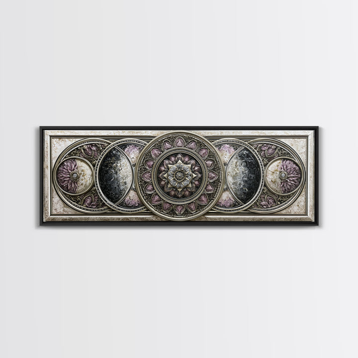 Moon Phase Mandala Canvas Print, Sacred Geometry Art, Wall Art, Living Room Decor, Fine Art, Geometry, Wall Art Print, SGA-3x1-30