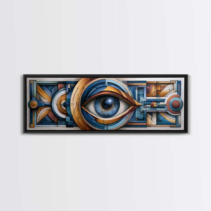 Cosmic Eye Inside Geometric Frame Canvas Print, Sacred Geometry Art, Art Print, Living Room Decor, Fine Art, Geometry, SGA-3x1-35