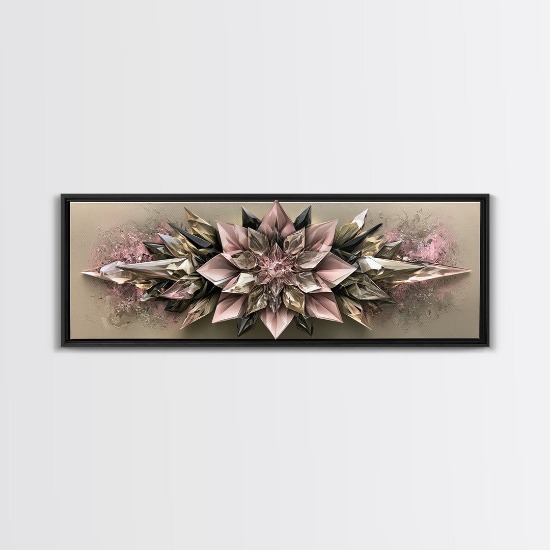 Crystal Lotus Arrangement Canvas Print, Sacred Geometry Art, Decorations, Living Room Decor, Geometry, Minimalist Decor, SGA-3x1-36