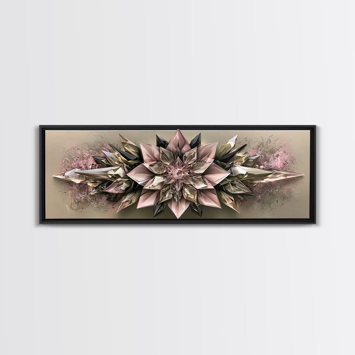 Crystal Lotus Arrangement Canvas Print, Sacred Geometry Art, Decorations, Living Room Decor, Geometry, Minimalist Decor, SGA-3x1-36