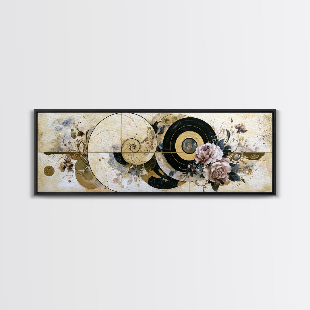 Golden Ratio Spiral Canvas Print, Sacred Geometry Art, Minimalist Wall Art, Living Room Decor, Geometry, Zen Home Decor, SGA-3x1-46