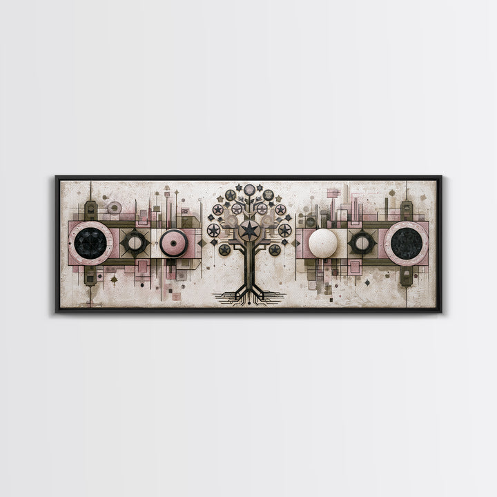 Geometric Tree of Life Framed Canvas Print, Sacred Geometry Art, Contemporary Art, Living Room Decor, Fine Art, Geometry, SGA-3x1-55