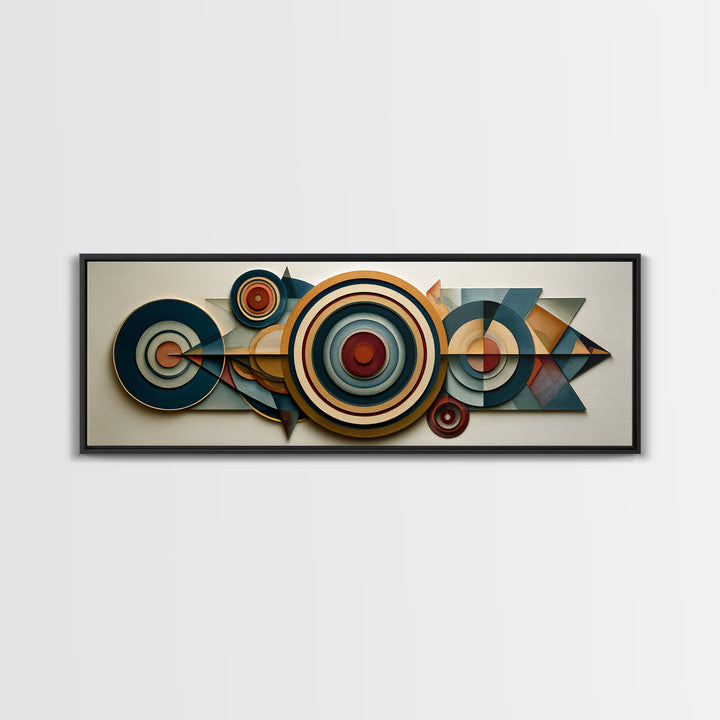 Concentric Circles and Triangles Framed Canvas Print, Sacred Geometry Art, Abstract Art Print, Living Room Decor, Geometry, SGA-3x1-73