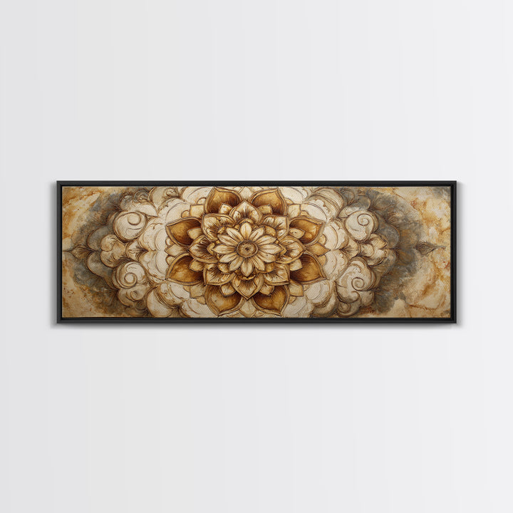 Triangle Mountain Landscape Framed Canvas Print, Sacred Geometry Art, Canvas Wall Art, Living Room Decor, Fine Art, Geometry, SGA-3x1-9