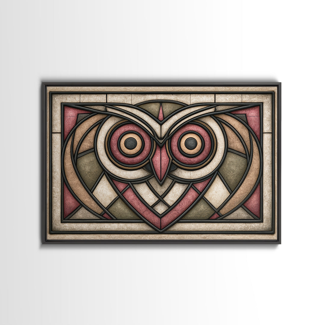 Sacred Owl Formed from Symmetrical Linework Canvas Print, Sacred Geometry Art, Boho Decor, Living Room Decor, Geometry, SGA-3x2-46
