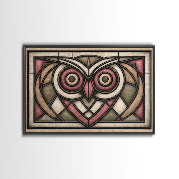 Sacred Owl Formed from Symmetrical Linework Canvas Print, Sacred Geometry Art, Boho Decor, Living Room Decor, Geometry, SGA-3x2-46