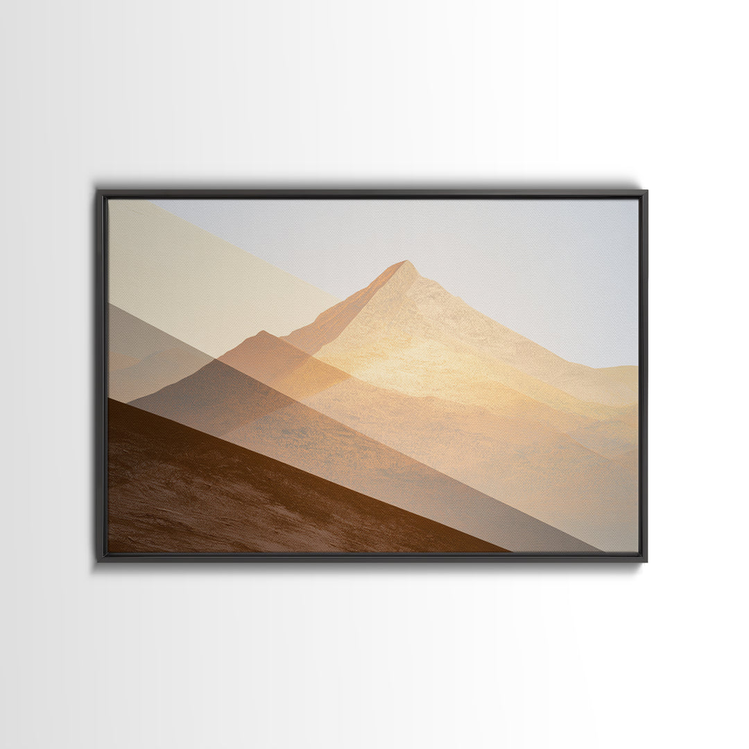 Triangle Mountain Landscape Framed Canvas Print, Sacred Geometry Art, Mandala Wall Art, Living Room Decor, Fine Art, Geometry, SGA-3x2-69