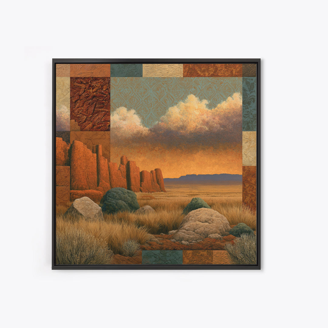 Dried Chili Peppers and Adobe Texture Framed Canvas Print, Southwestern Art, Wall Decor, Southwestern Decor, Fine Art, Mesa, SOU-1x1-48