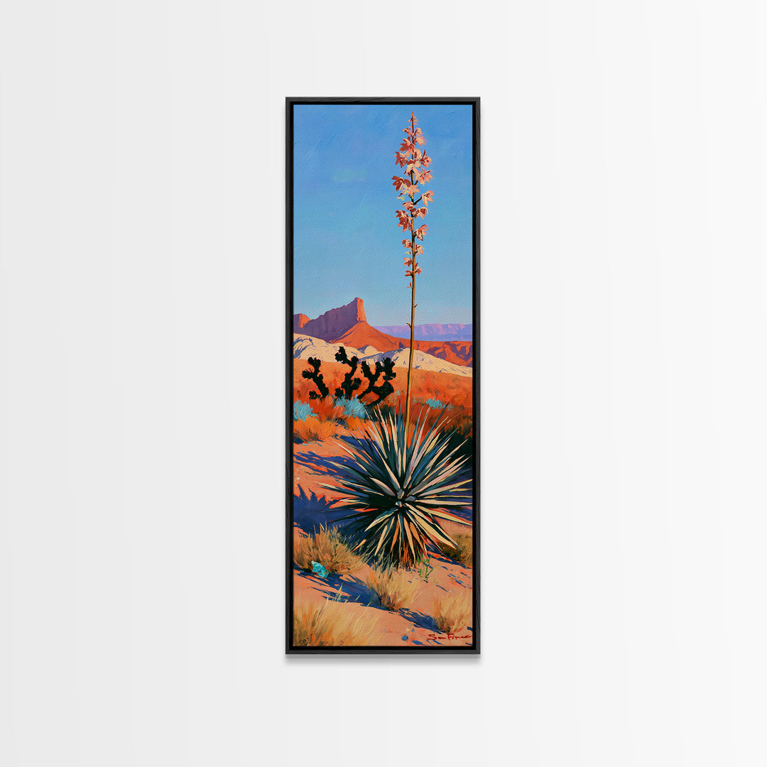 Yucca Blooms Against Clear Blue Sky Canvas Print, Southwestern Art, Western Decor, Southwestern Decor, Fine Art, Mesa, SOU-1x3-56