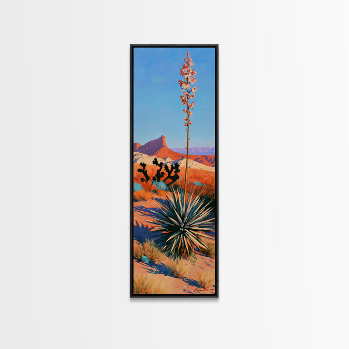 Yucca Blooms Against Clear Blue Sky Canvas Print, Southwestern Art, Western Decor, Southwestern Decor, Fine Art, Mesa, SOU-1x3-56